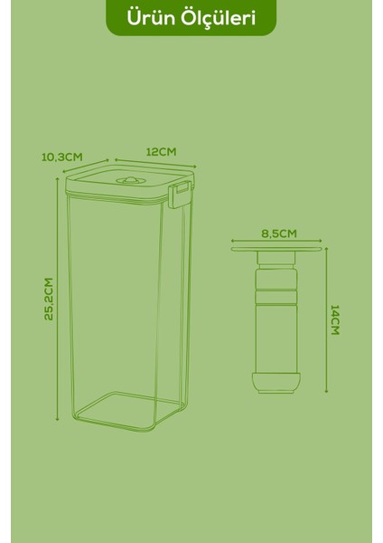 4'lü Vakumlu Saklama Kabı Seti | 3x 2 Litre Kap + Manuel Pompa modelleri