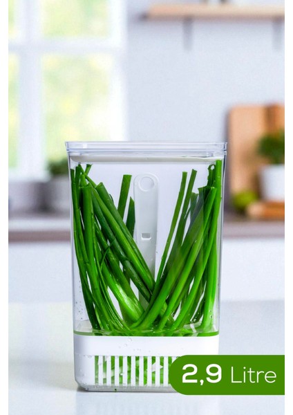 Süzgeçli Yeşillik Saklama Kabı 2,9 Litre