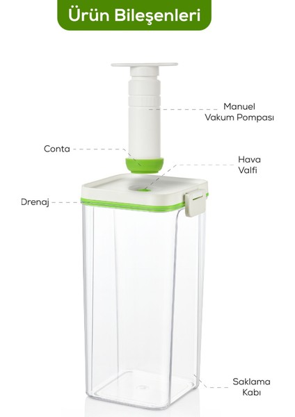 7'li Vakumlu Saklama Kabı Seti | 6x 2 Litre Kap + Manuel Pompa indirimleri