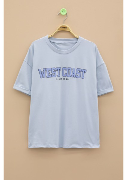 Mavi West Coast Yazılı Kısa Kol Kız Çocuk Bisiklet Yaka Tişört 20961