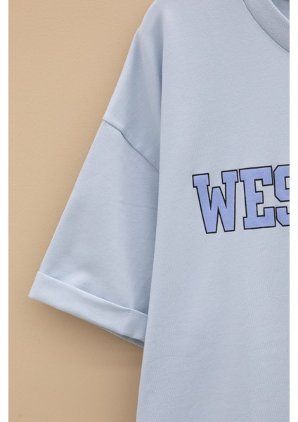 Mavi West Coast Yazılı Kısa Kol Kız Çocuk Bisiklet Yaka Tişört 20961 modelleri