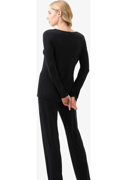 Siyah Dantel Detaylı Kadın Pijama Takımı – Uzun Kollu, Yumuşak Kumaş C7T1N915 fiyatları
