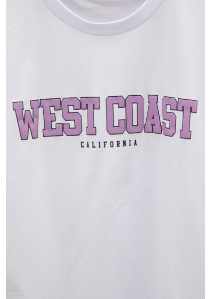 Beyaz West Coast Yazılı Kısa Kol Kız Çocuk Bisiklet Yaka Tişört 21025 fiyatları