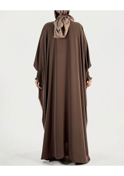 Düğme Detaylı Yarasa Kol Medine Ipeği Cilbab fırsatları