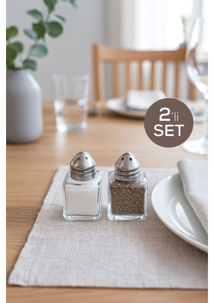 2'li Mini Kare Tuzluk ve Biberlik Seti