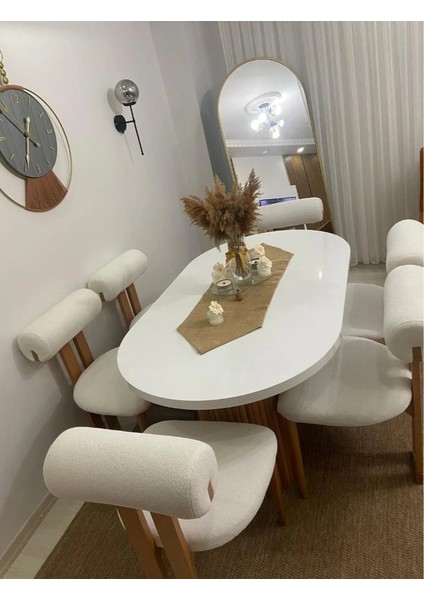 Ahşap Sandalye Tombak Masa (90X180) ve 6 Adet Sandalye Takımı fiyatları