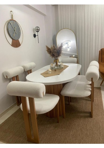 Ahşap Sandalye Tombak Masa (90X180) ve 6 Adet Sandalye Takımı modelleri