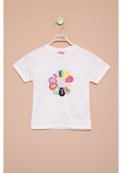 Ekru Dream Baskılı Payetli Kız Çocuk Kısa Kol Tişört 21005 fiyatları