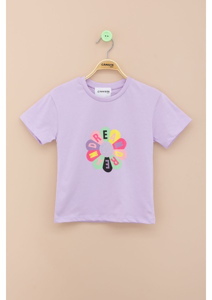Lila Dream Baskılı Payetli Kız Çocuk Kısa Kol Tişört 21001 fiyatları