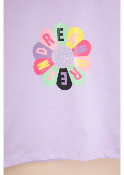 Lila Dream Baskılı Payetli Kız Çocuk Kısa Kol Tişört 21001 modelleri