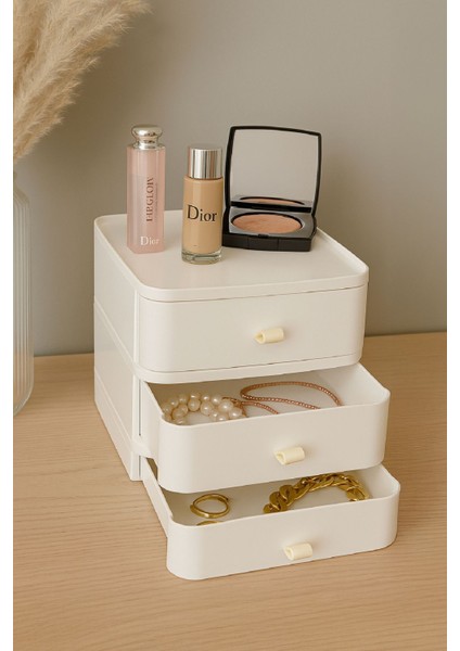 3 Katlı Makyaj ve Takı Organizeri – Çekmeceli Kozmetik Düzenleyici Kutusu modelleri