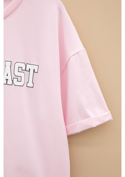 Pembe West Coast Yazılı Kısa Kol Kız Çocuk Bisiklet Yaka Tişört 20962 modelleri