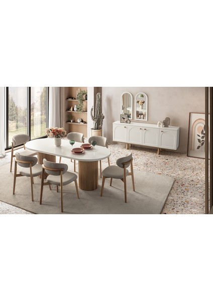 Ahşap Bohem Masa Takımı Masa Sandalye Takımı 90X180 Masa 6 Adet Bohem Sandalye