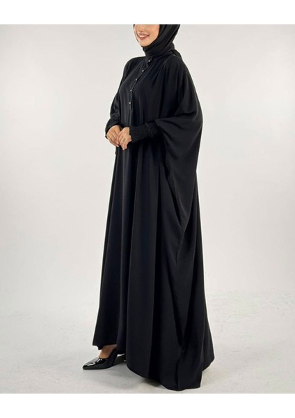 Düğme Detaylı Yarasa Kol Medine Ipeği Cilbab fiyatları