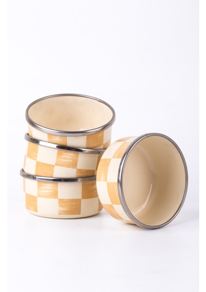 Beige Emaye 4’lü Kase Çerezlik, Kahvaltılık, Reçellik, Zeytinlik, Sunumluk Seti 8cm 200 ml modelleri