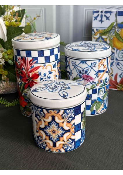 Italy Garden Porselen 3'lü Kavanoz Seti modelleri