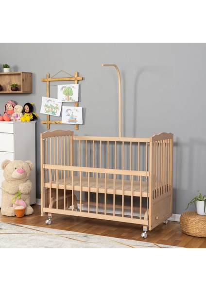 Ahşap Beşik Anne Yanı Beşik Organik (Boyasız) 60X120 - Tekerlekli Uyku Setsiz ve Yataksız fiyatları