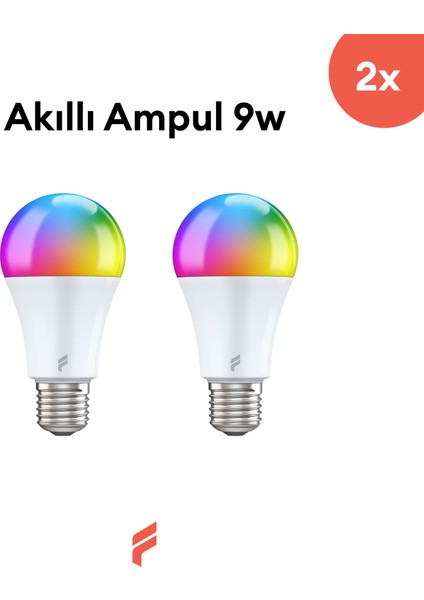 Akıllı Ampul 2'lİ Set, 9w-titreşimsiz, 16.7 Milyon Renk, Sesli Kontrol, 2 Yıl Garantili fiyatları