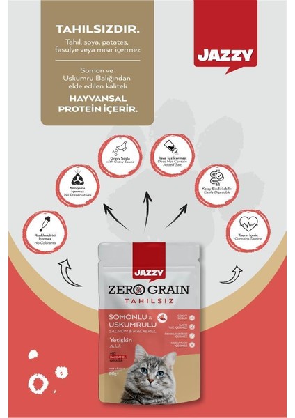Jazyy Zero Grain Kedi Maması Uskumru&somon Poşet 80 gr x 8 Adet fiyatları