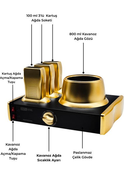 DntlTotal Inox Serisi Altın-Siyah 3+1 Ağda Makinesi fiyatları