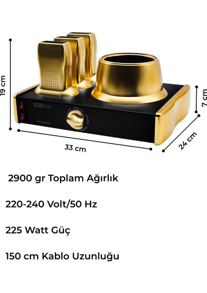 DntlTotal Inox Serisi Altın-Siyah 3+1 Ağda Makinesi modelleri