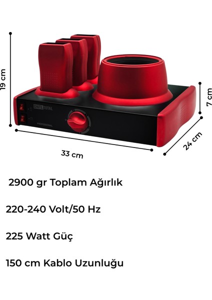 DntlTotal Inox Serisi Bordo-Siyah 3+1 Ağda Makinesi modelleri