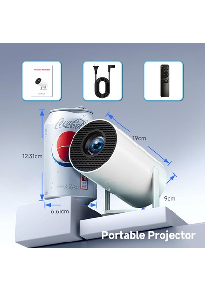 Teknomie Taşınabilir Akıllı Projektör – Ultra Hd, Kablosuz Wi-Fi, Bluetooth, Ev Sineması Deneyimi, Telefon Uyumlu, Kumandalı Hoparlörlü Mini Projektör