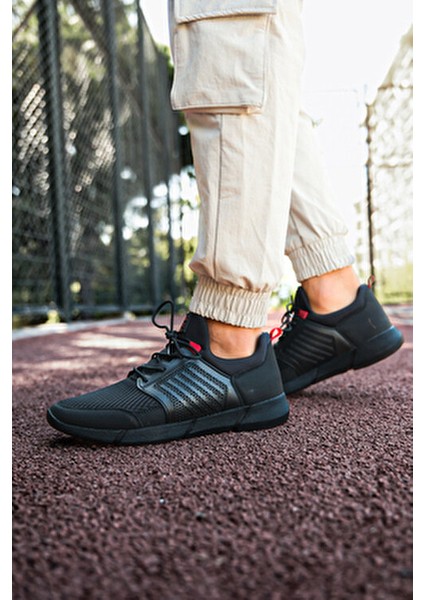 Siyah Kırmızı Erkek Sneaker Orta Topuklu Konforlu Koni Tipi 0012105