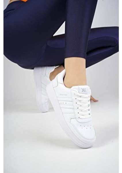 Spor Ayakkabı Kadın Unisex Mikrofiber Dış Malzeme Kauçuk Tabanlı Beyaz