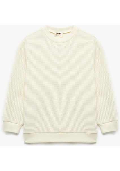 Pamuklu Uzun Kollu Bisiklet Yaka Basic Okul Sweatshirt