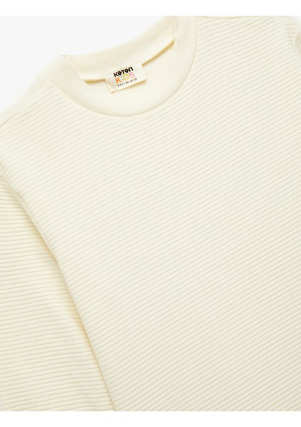Pamuklu Uzun Kollu Bisiklet Yaka Basic Okul Sweatshirt modelleri