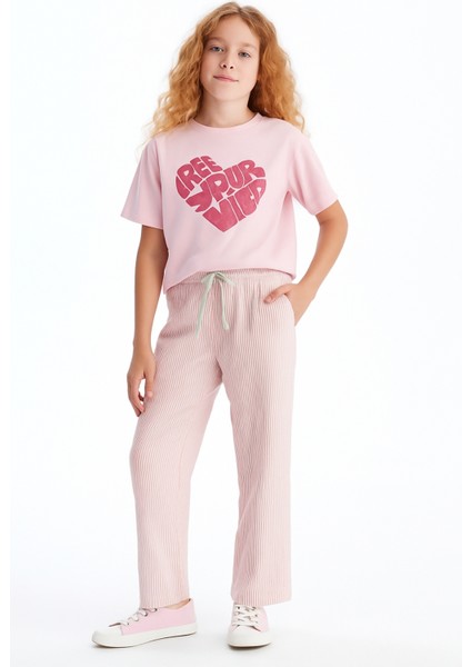 Kız Çocuk Basic Waffle Kumaş Suyolu Mevsimlik Tek Alt AK2515-1