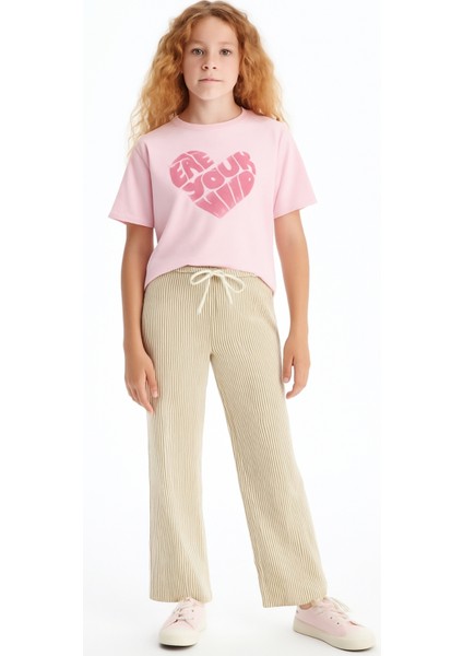 Kız Çocuk Basic Waffle Kumaş Suyolu Mevsimlik Tek Alt AK2515-1