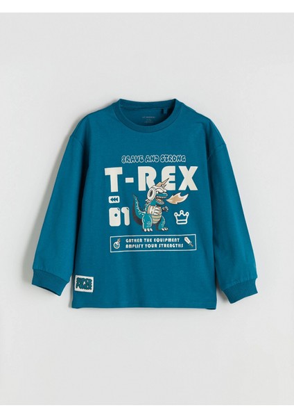 Lcw Kids Petrol Dinozor Baskılı Erkek Çocuk Sweatshirt fiyatları