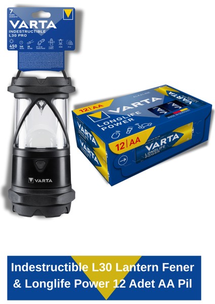 Indestructible L30 Lantern & Longlife Power Alkalin Aa Kalem Pil 12 Adet