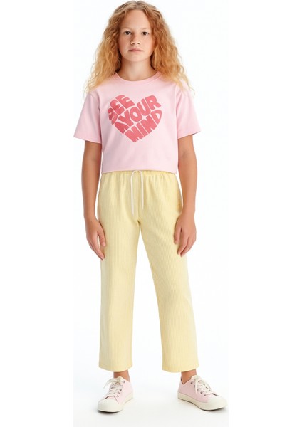 Kız Çocuk Basic Waffle Kumaş Suyolu Mevsimlik Tek Alt AK2515-1