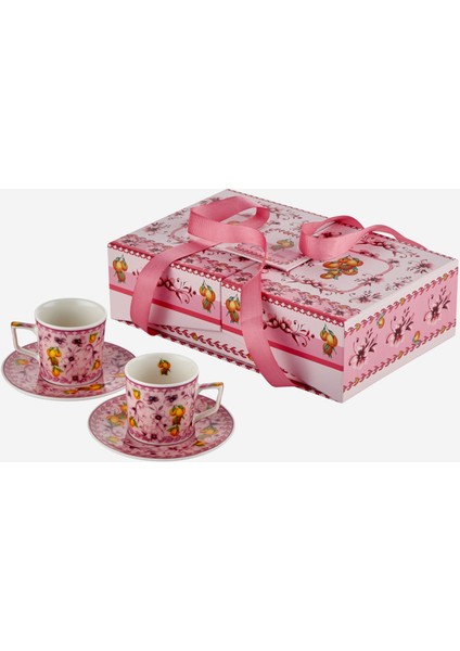 Arancia Pembe Porselen Kahve Fincan Seti 120 ml