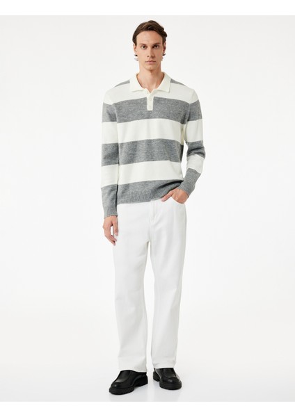 Regular Fit Uzun Kollu Polo Yaka Triko Kazak fiyatları