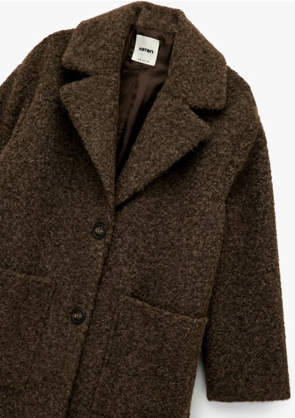 Uzun Kollu Cepli Düğmeli Kruvaze Uzun Buklet Kaban modelleri