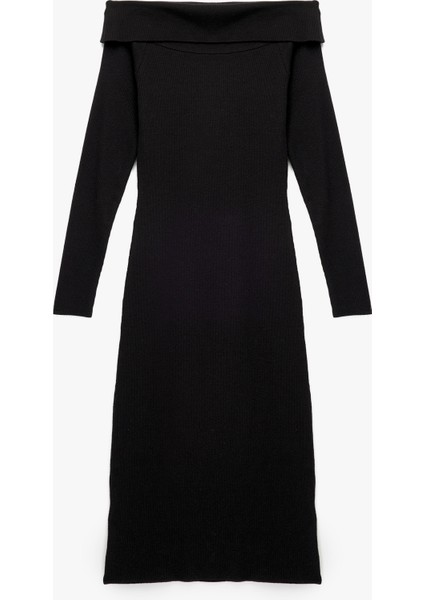 Uzun Kollu Omzu Açık Uzun Triko Elbise fiyatları