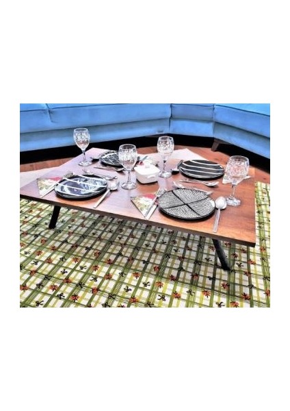 Nifiart Katlanır Yer Sofrası Hamur Açma Sunum Masası Ceviz 60X90 cm