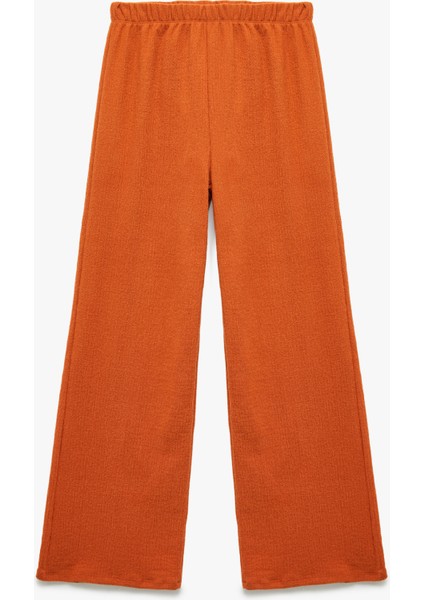 Şardonlu Beli Lastikli Basic Geniş Paça Pantolon