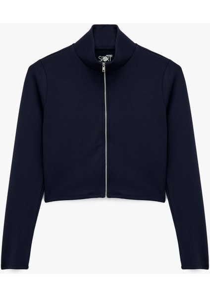 Fermuarlı Rahat Kalıp Uzun Kollu Spor Sweatshirt