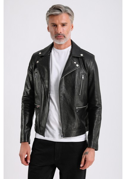 Judah Erkek Siyah Jumbo Biker Deri Mont fiyatları