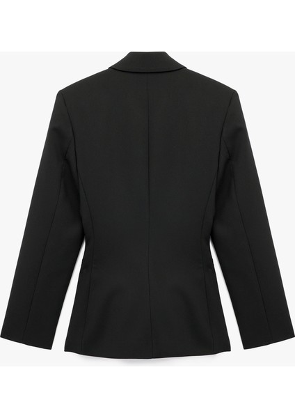 Slim Fit Uzun Kollu Cep Detaylı Düğmeli Geniş Yaka Blazer Ceket fiyatları