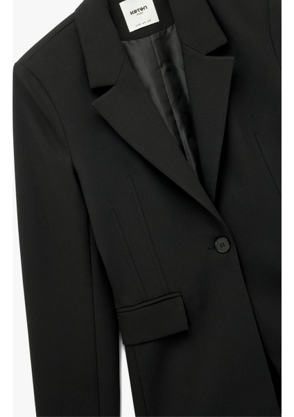 Slim Fit Uzun Kollu Cep Detaylı Düğmeli Geniş Yaka Blazer Ceket modelleri