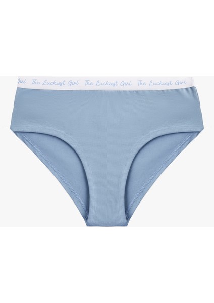 Yüksek Bel Pamuklu Baskılı Bel Detaylı Rahat Kalıp Hipster Külot