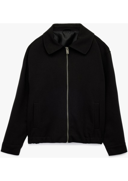 Slim Fit Cep Detaylı Uzun Kollu Fermuarlı Gömlek Yaka Mevsimlik Ceket modelleri