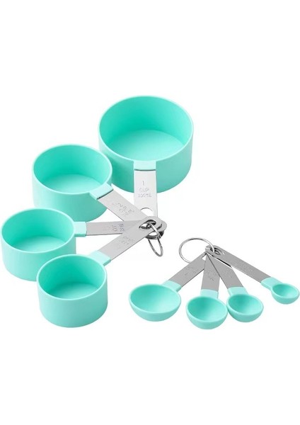 8ADET Yeşil B 8ADET Pişirme Araçları Mutfak Ölçüm Kaşığı Seti Paslanmaz Çelik Saplar Ölçüm Kabı Ölçekli Ölçüm Kaşığı Mutfak Alet (Yurt Dışından)