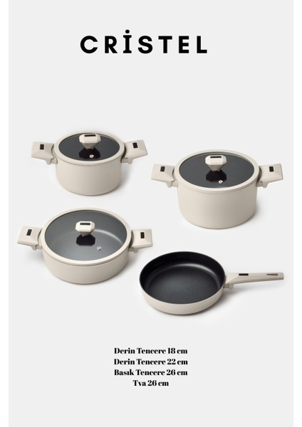 Cristel 7 Parça Tencere Seti Krem